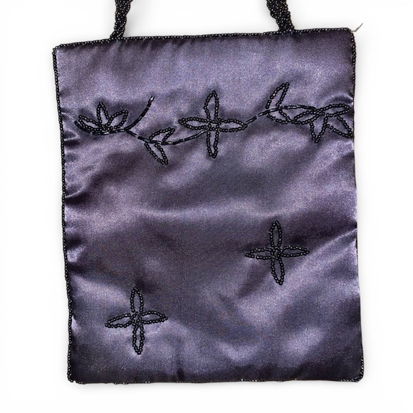 Shiseido Y2K Beaded Satin Grey-Purple Mini Handbag - Picture 2 of 6